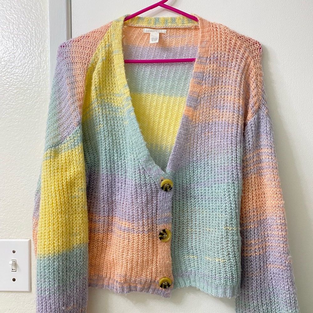 tillys cute pastel rainbow knit cardigan